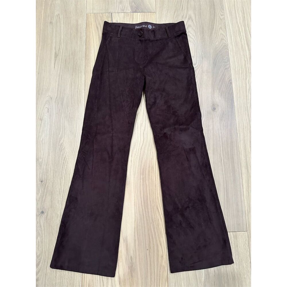 Betabrand Women's Flared Brown Suede Pants Size S Petites